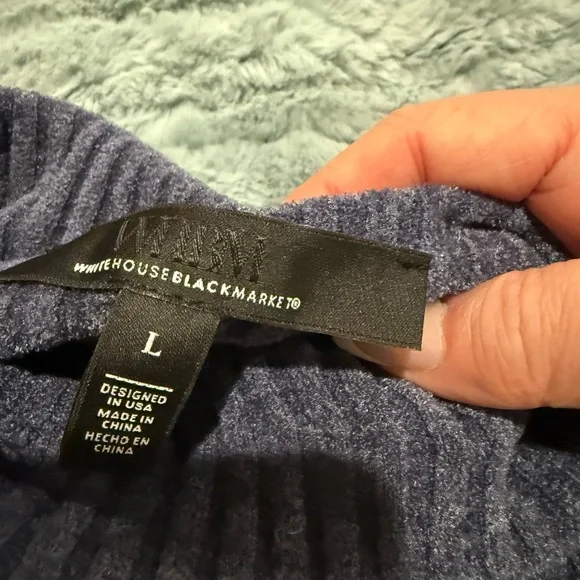 White House Black Market Blue Gray Mock Neck Sweater Size Large NWOT - Picture 6 of 8